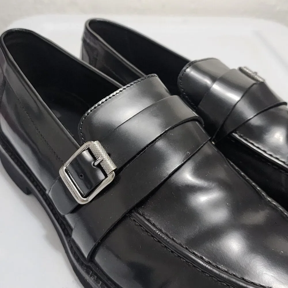 Geox Patrick Cox glossy black leather monk-strap Hybrid Dress loafers US13 EU46